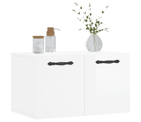 vidaXL Armadietto a Muro Bianco Lucido 60x36,5x35 cm Legno Multistrato