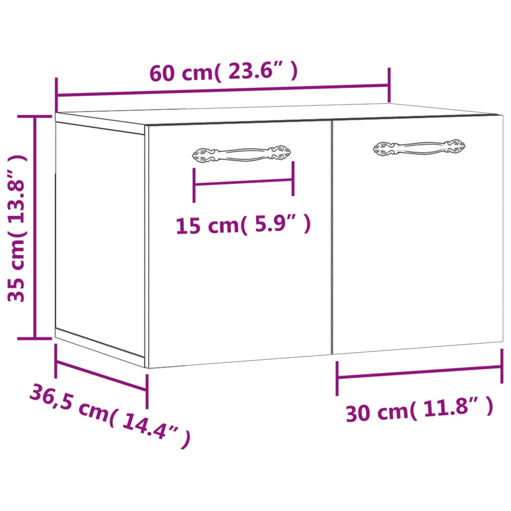 imagem de vidaXL Armário parede 60x36,5x35 cm derivados de madeira cinza sonoma11