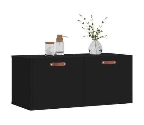 vidaXL V&auml;ggsk&aring;p svart 80x36,5x35 cm konstruerat tr&auml;