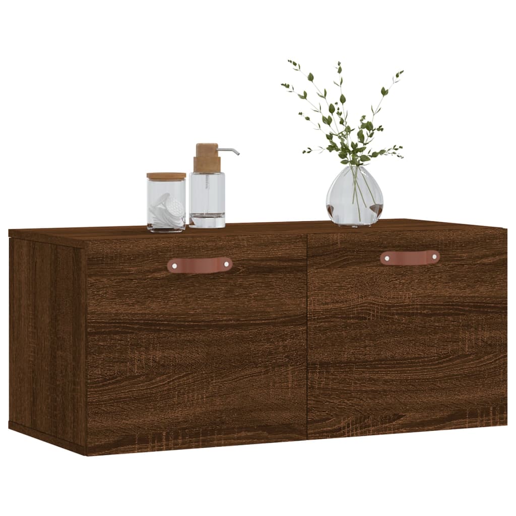 vidaXL Wandkast 80x36,5x35 cm bewerkt hout bruin eikenkleur afbeelding