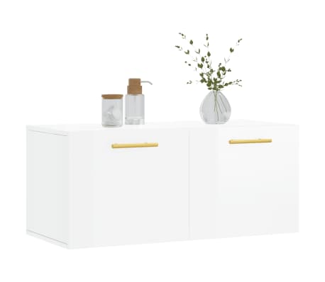 vidaXL Wall Cabinet High Gloss White 80x36.5x35 cm Engineered Wood