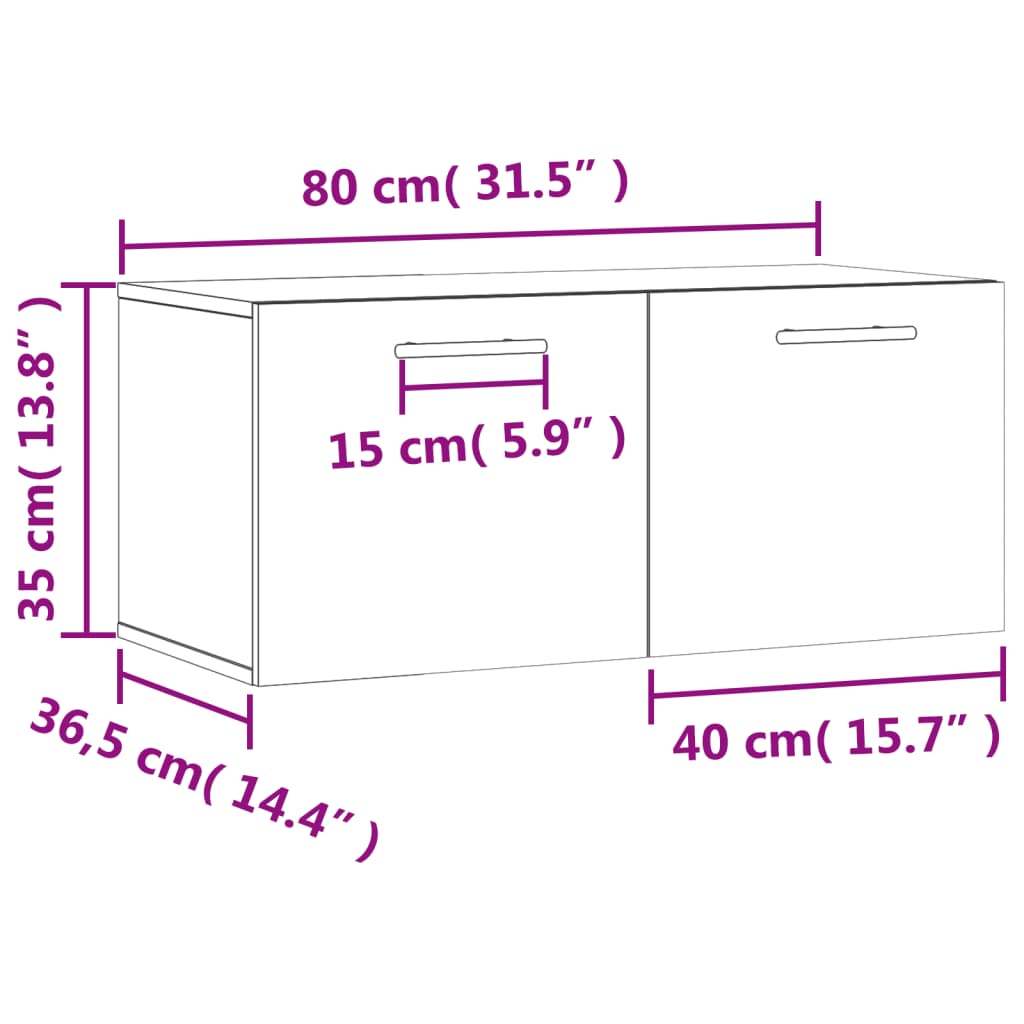 imagem de vidaXL Armário parede 80x36,5x35 cm derivados de madeira cinza sonoma11