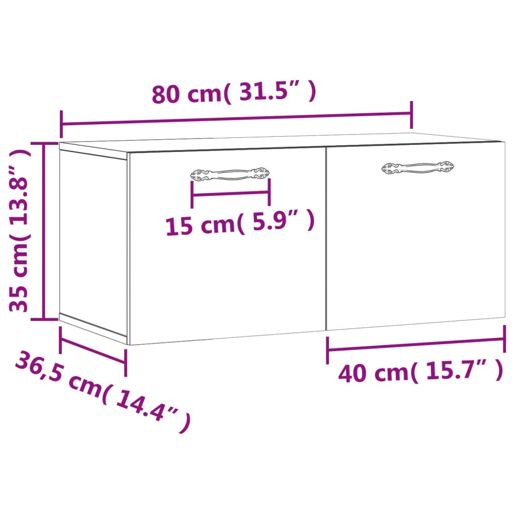 imagem de vidaXL Armário parede 80x36,5x35 cm derivados de madeira cinza sonoma11