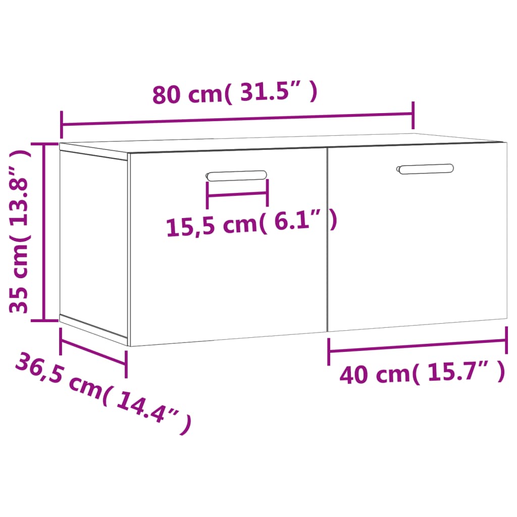 imagem de vidaXL Armário parede 80x36,5x35 cm derivados de madeira cinza sonoma11