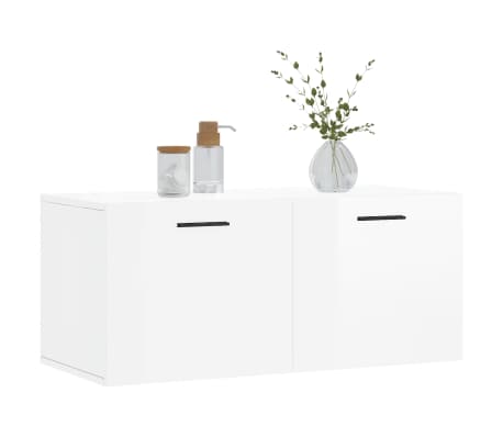 vidaXL Dulap de perete, alb extralucios, 80x36,5x35 cm, lemn compozit