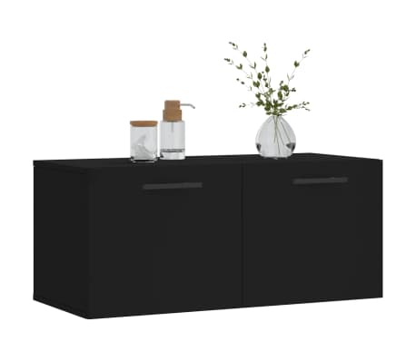 vidaXL Szafka wisząca, czarna, 80x36,5x35 cm, materiał drewnopochodny