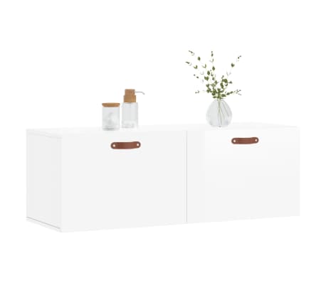 vidaXL Sieninė spintelė, balta, 100x36,5x35cm, mediena, blizgi