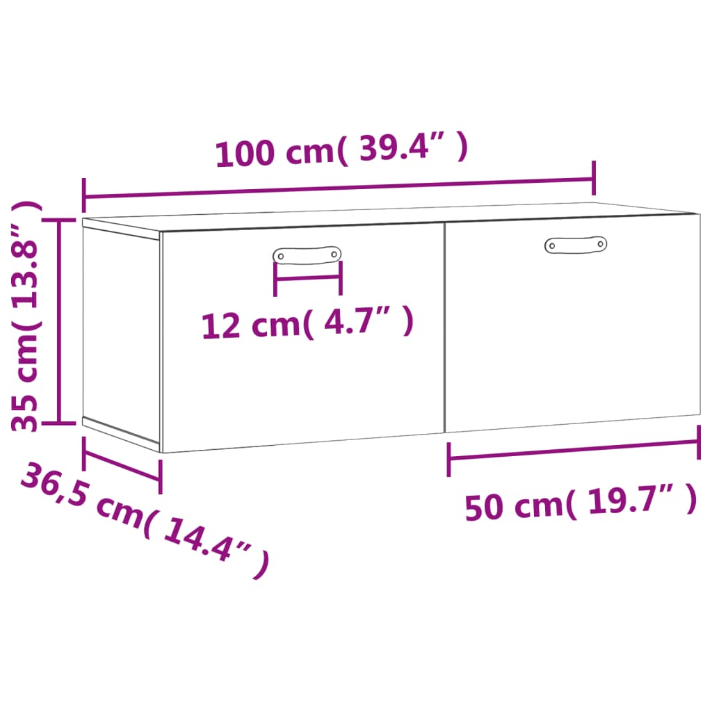 imagem de vidaXL Armário parede 100x36,5x35 cm derivados de madeira cinza sonoma11