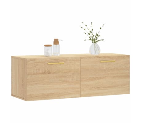 vidaXL Veggsk&aacute;pur Sonoma Eik 100x36,5x35 cm Samsettur Vi&eth;ur