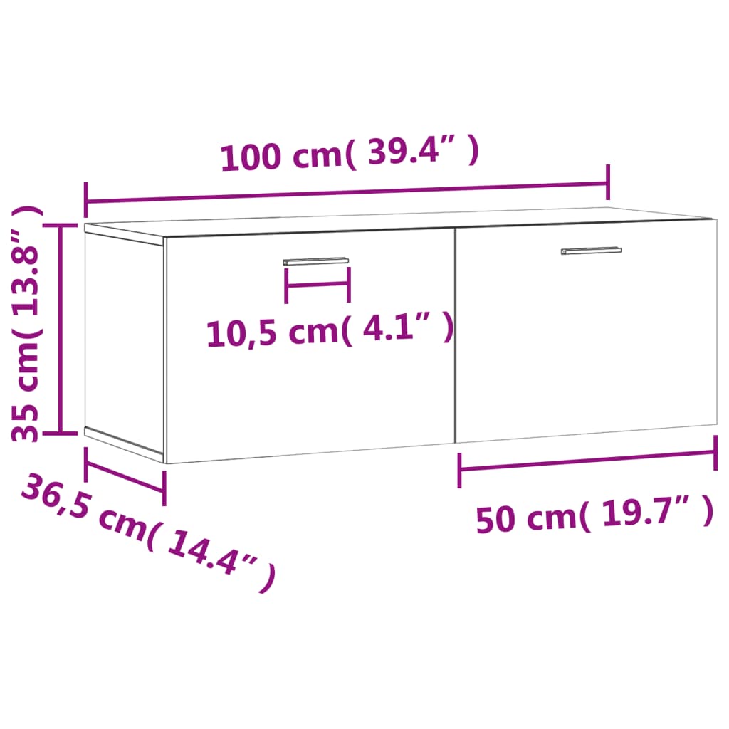 imagem de vidaXL Armário parede 100x36,5x35 cm derivados de madeira branco11