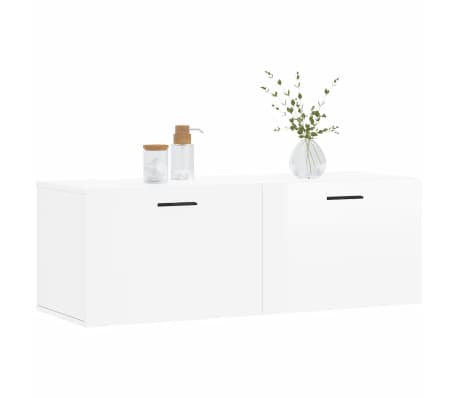 vidaXL Sieninė spintelė, balta, 100x36,5x35cm, mediena, blizgi