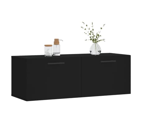 vidaXL Stenska omarica črna 100x36,5x35 cm inženirski les