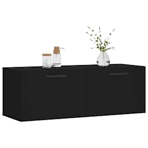 vidaXL Stenska omarica črna 100x36,5x35 cm inženirski les