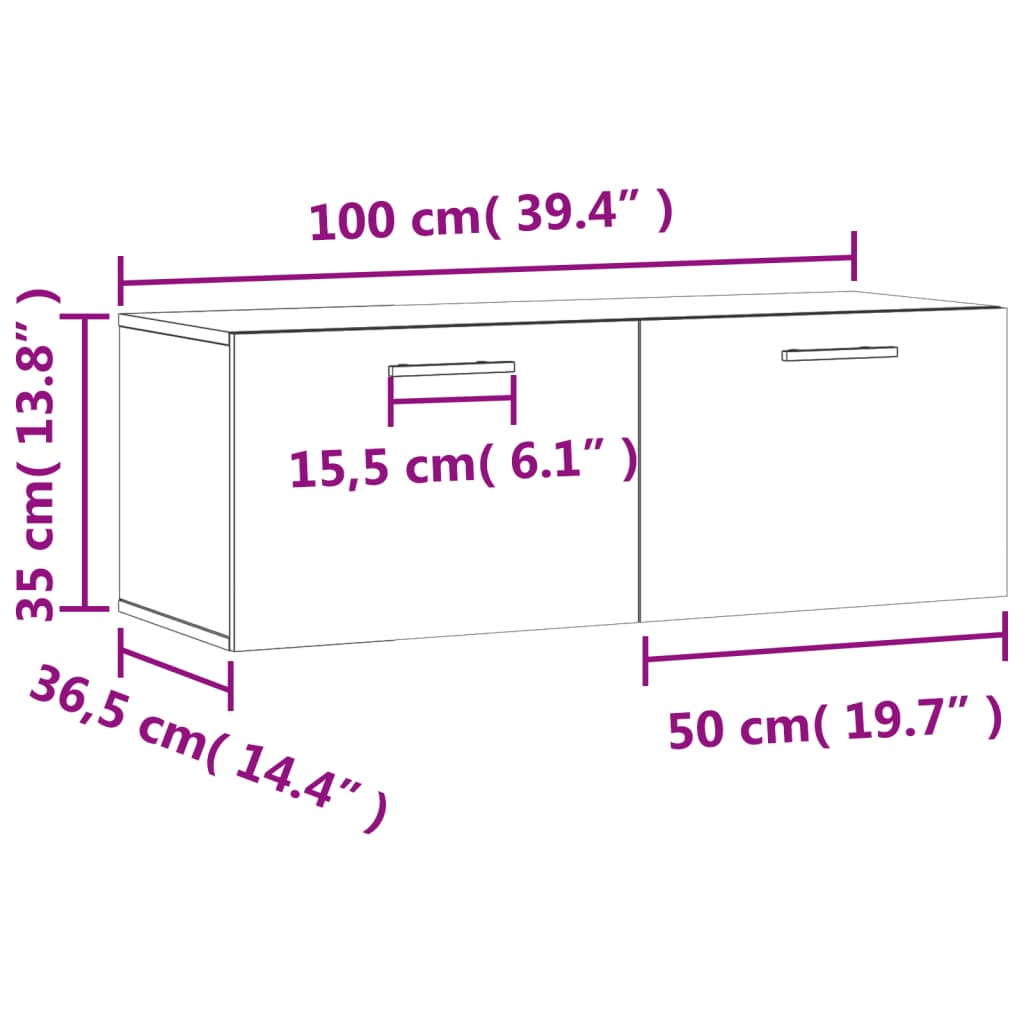 imagem de vidaXL Armário parede 100x36,5x35 cm derivados de madeira cinza sonoma11