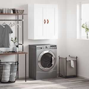 Stenska omarica bela 69,5x34x90 cm inženirski les