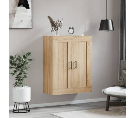 vidaXL Vegghengdur Sk&aacute;pur Sonoma Eik 69,5x34x90 cm Samsettur Vi&eth;ur