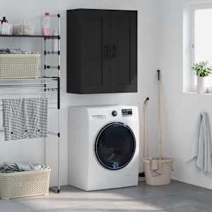 Stenska omarica črna 69,5x34x90 cm inženirski les