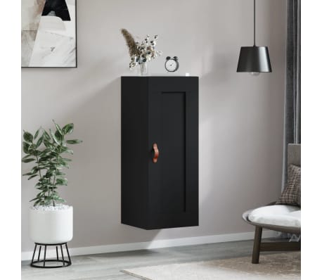 vidaXL Wandschrank Schwarz 34,5x34x90 cm Holzwerkstoff