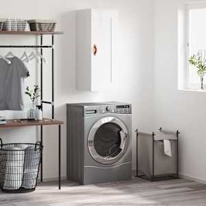 Stenska omarica visok sijaj bela 34,5x34x90 cm inženirski les