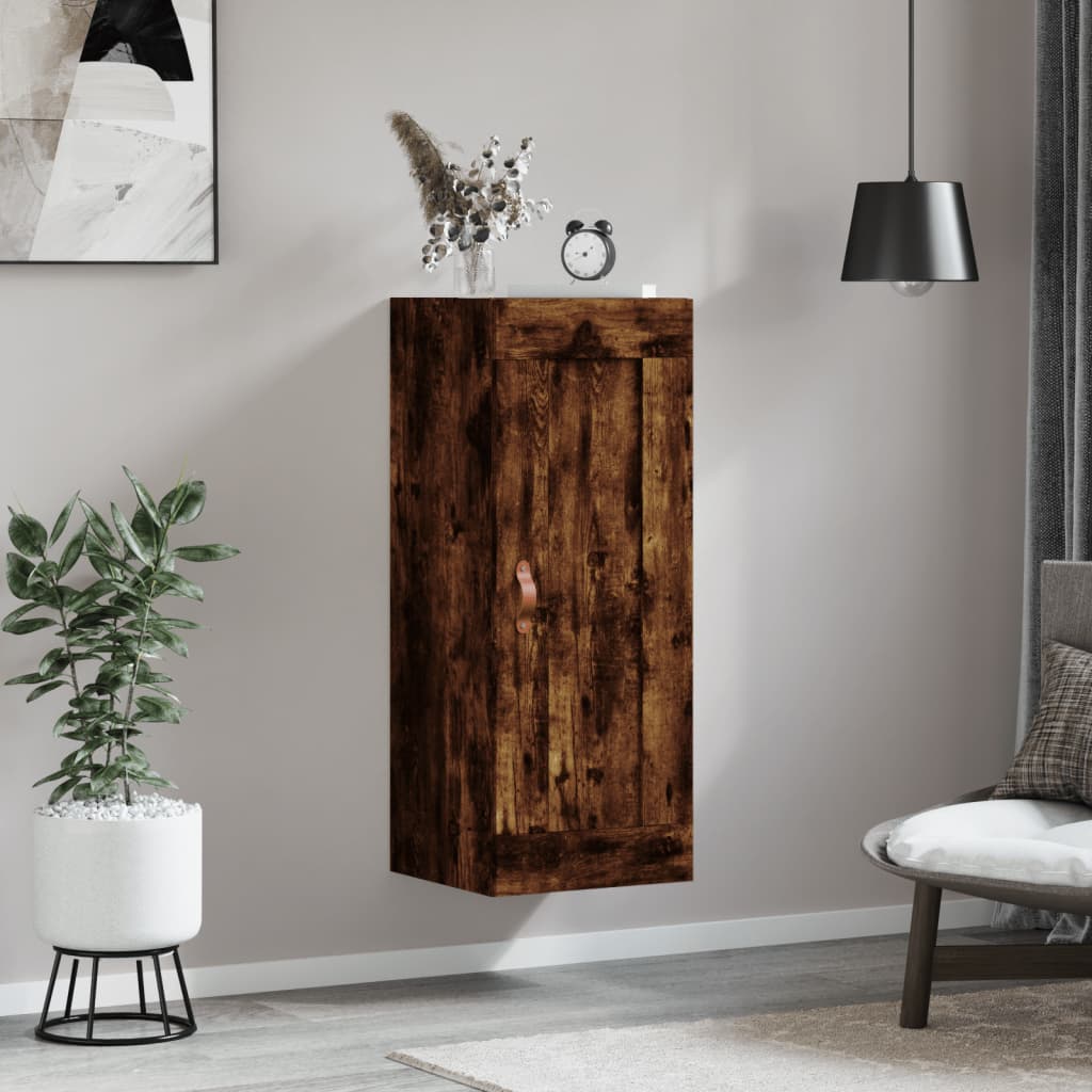 vidaXL Wandkast 34,5x34x90 cm bewerkt hout gerookt eikenkleurig