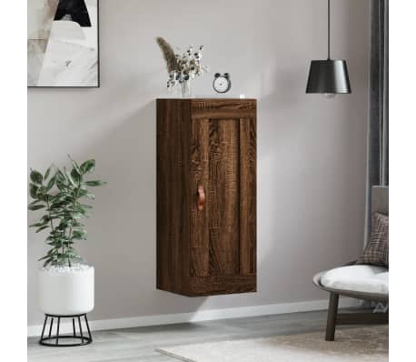 vidaXL Dulap de perete, maro stejar, 34,5x34x90 cm, lemn prelucrat