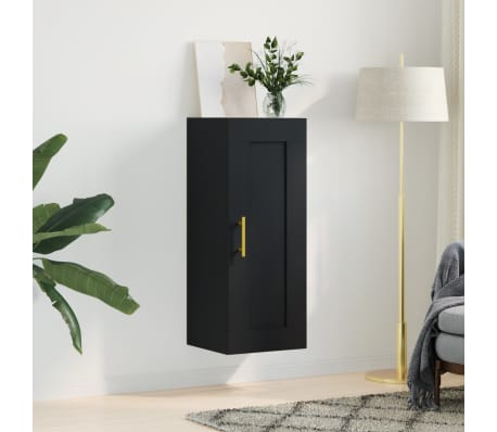 vidaXL Wall Mounted Cabinet Black 34.5x34x90 cm Engineered Wood