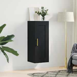 vidaXL Wall Mounted Cabinet Black 34.5x34x90 cm Engineered Wood
