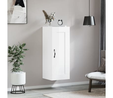 vidaXL Wandschrank Hochglanz-Wei&szlig; 34,5x34x90 cm Holzwerkstoff