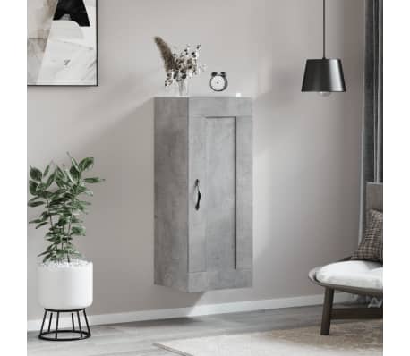 vidaXL Wall Mounted Cabinet Concrete Grey 34.5x34x90 cm Engineered Wood