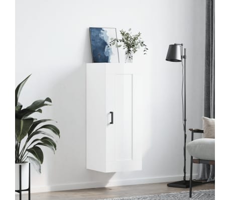 vidaXL N&aacute;stěnn&aacute; skř&iacute;ňka leskl&aacute; b&iacute;l&aacute; 34,5 x 34 x 90 cm kompozitn&iacute; dřevo