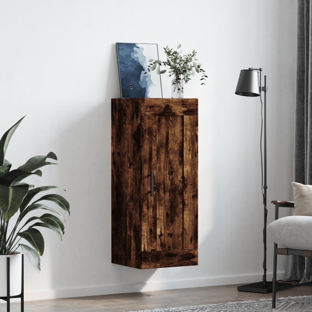 vidaXL Wall Mounted Cabinet Smoked Oak 34.5x34x90 cm Engineered Wood