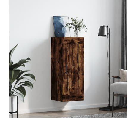 vidaXL Wall Mounted Cabinet Smoked Oak 34.5x34x90 cm Engineered Wood