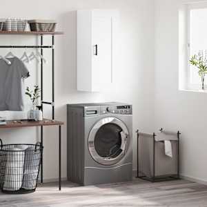 Stenska omarica bela 34,5x34x90 cm inženirski les