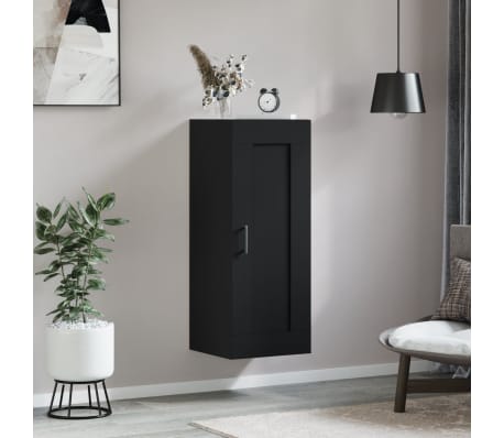 vidaXL Dulap de perete, negru, 34,5x34x90 cm, lemn prelucrat