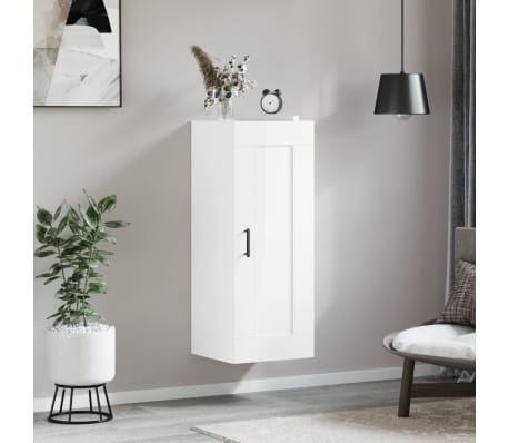 vidaXL Dulap de perete, alb extralucios, 34,5x34x90 cm, lemn prelucrat