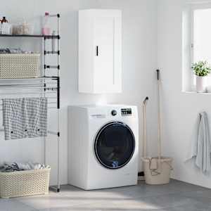 Stenska omarica bela 34,5x34x90 cm inženirski les