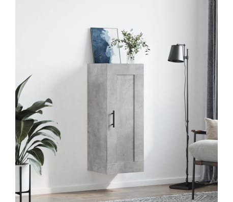 vidaXL Wall Mounted Cabinet Concrete Grey 34.5x34x90 cm Engineered Wood