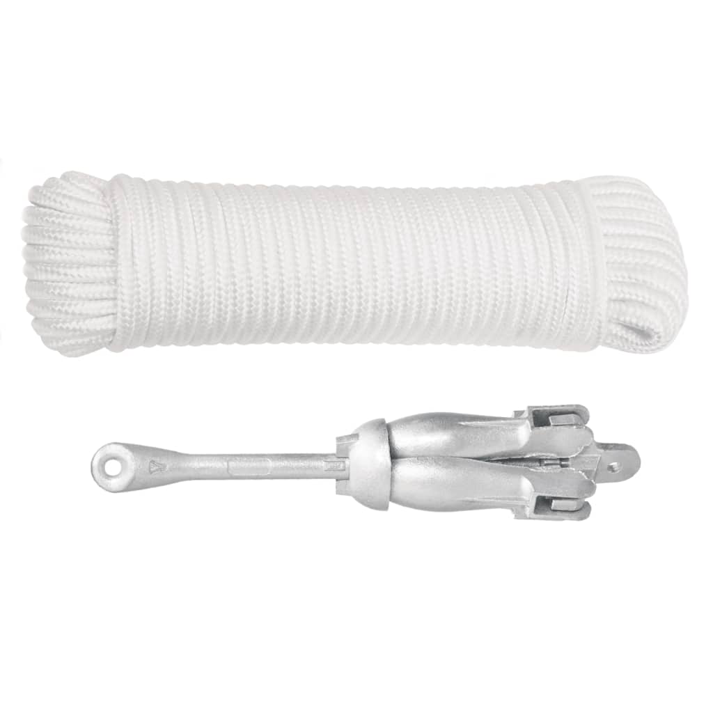 vidaXL Anker met touw inklapbaar 2,5 kg smeedijzer zilverkleurig afbeelding