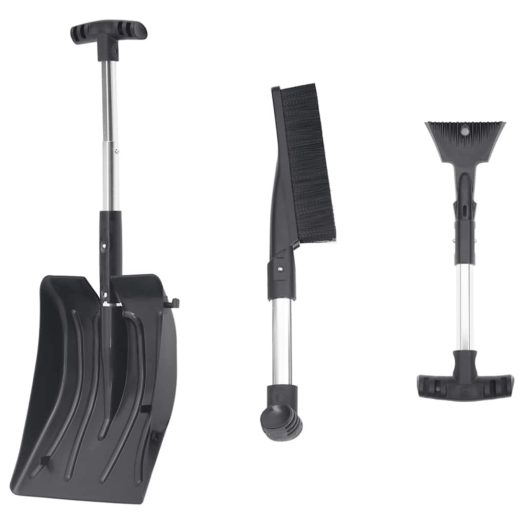 vidaXL Kit de lopată pentru zăpadă 3 în 1, negru, aluminiu
