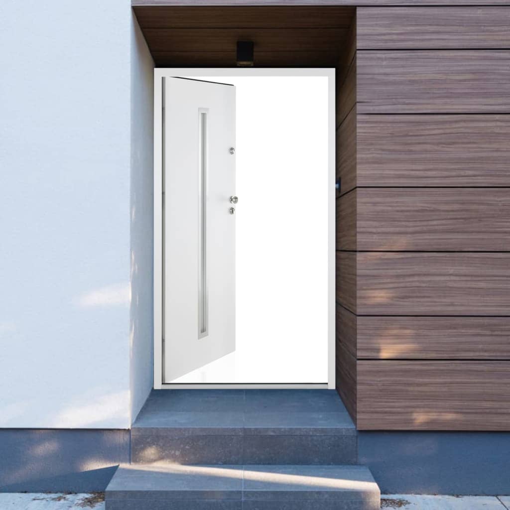 Vchodové dveře bílé 100 x 200 cm hliník