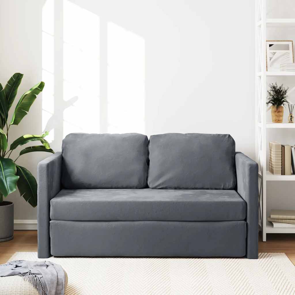 vidaXL Slaapbank vloermodel 2-in-1 122x204x55 cm fluweel donkergrijs afbeelding