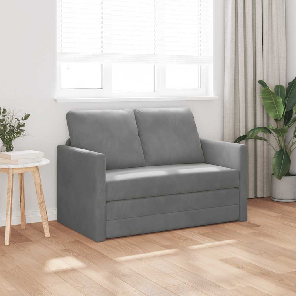 Thumbnail - vidaXL Bodensofa mit Schlaffunktion Dunkelgrau 122x204x55 cm Samt