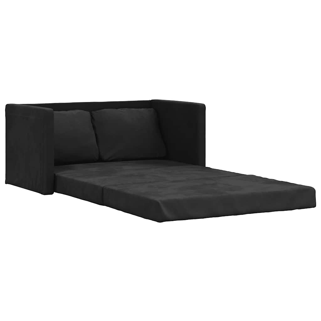 vidaXL Podlahová rozkládací pohovka 2 v 1 černá 122x204x55 cm samet