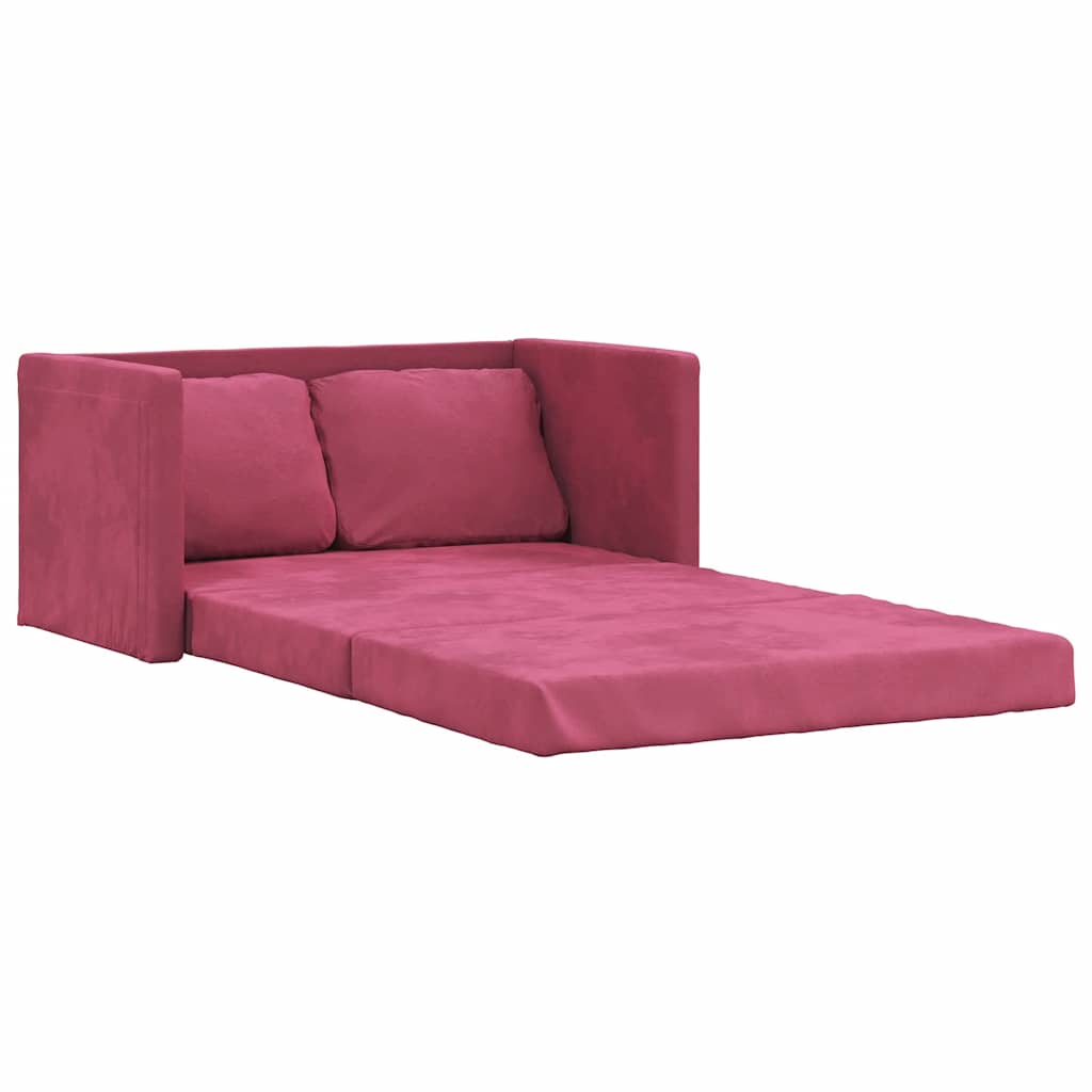 Thumbnail - vidaXL Bodensofa mit Schlaffunktion Weinrot 122x204x55 cm Samt
