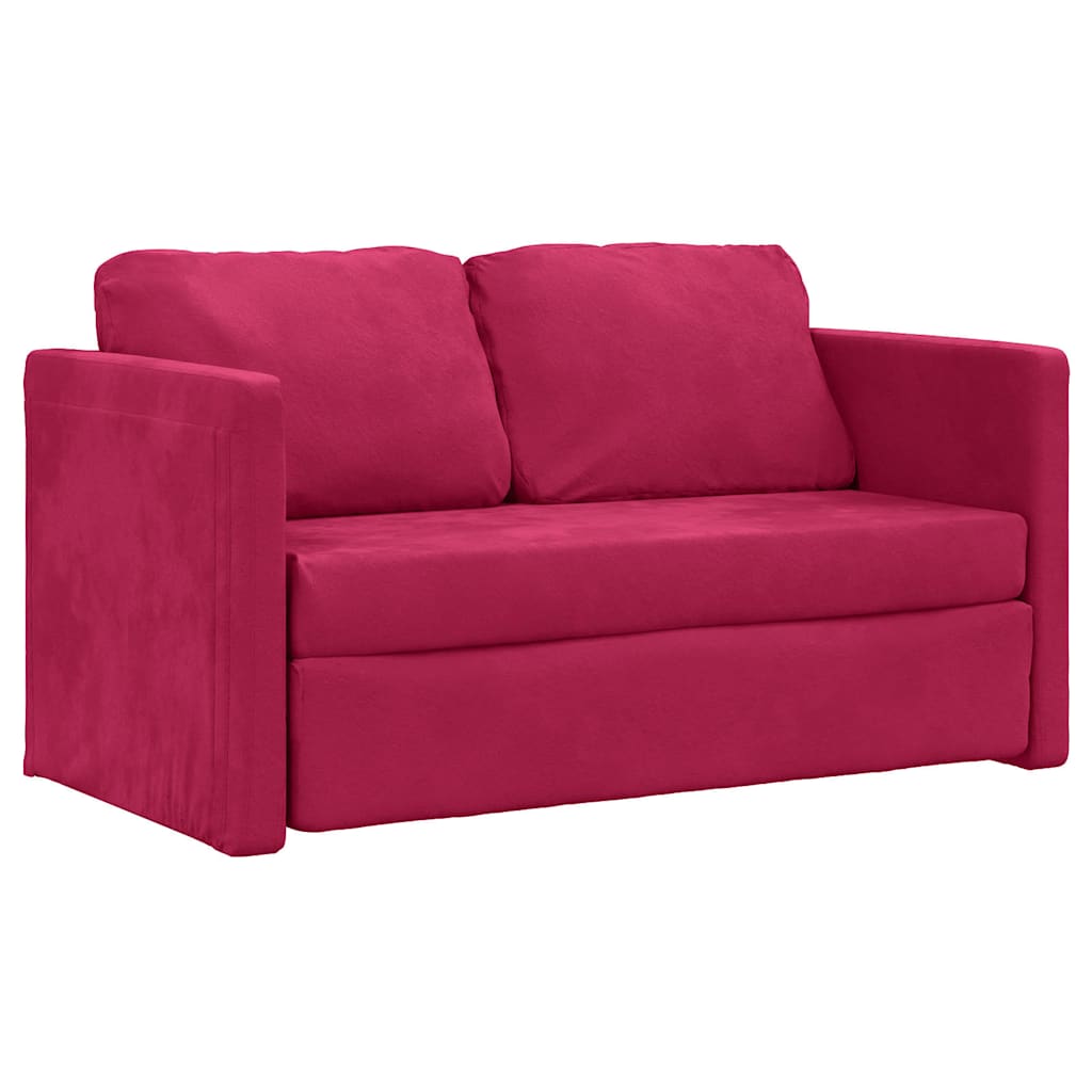vidaXL Canapea extensibilă de podea 2 în 1, roșu vin, 122x204x55 cm