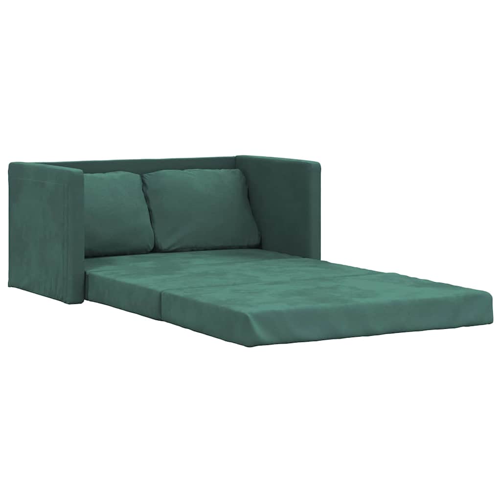 vidaXL Podlahová rozkládací pohovka 2 v 1 zelená 122x204x55 cm samet