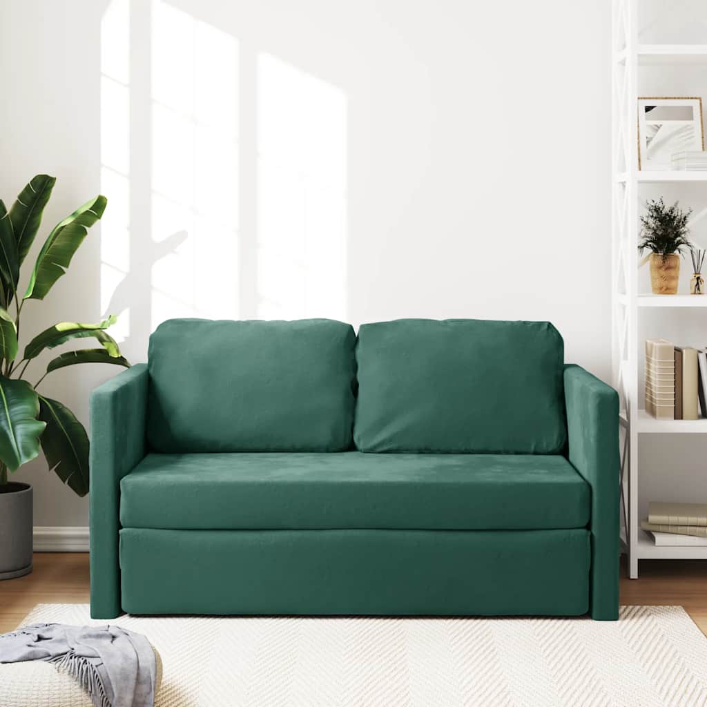 vidaXL Slaapbank vloermodel 2-in-1 122x204x55 cm fluweel donkergroen afbeelding