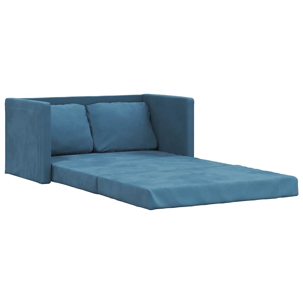 Thumbnail - vidaXL Bodensofa mit Schlaffunktion Blau 122x204x55 cm Samt