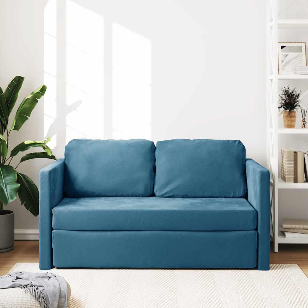 Thumbnail - vidaXL Bodensofa mit Schlaffunktion Blau 122x204x55 cm Samt