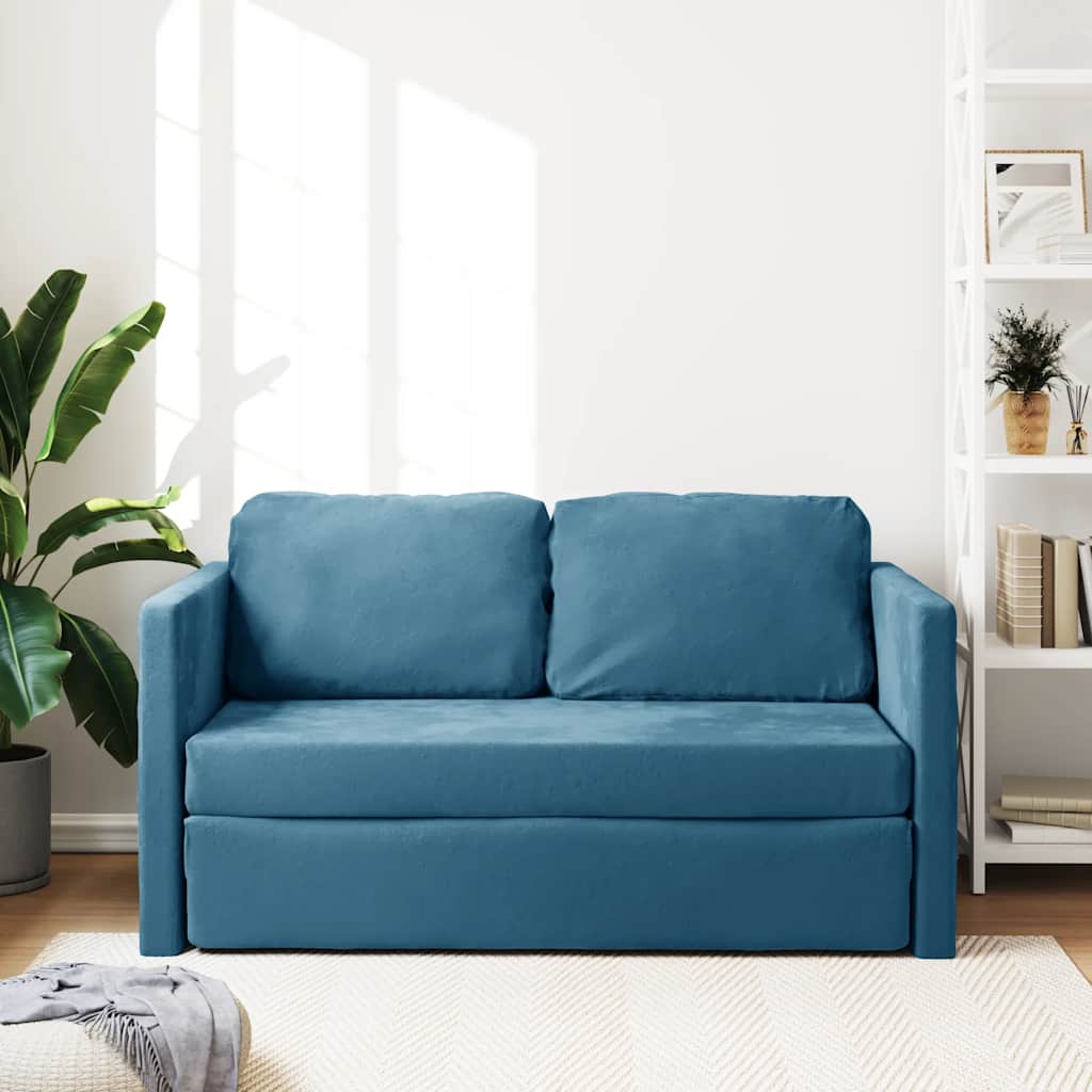 Thumbnail - vidaXL Bodensofa mit Schlaffunktion Blau 122x204x55 cm Samt